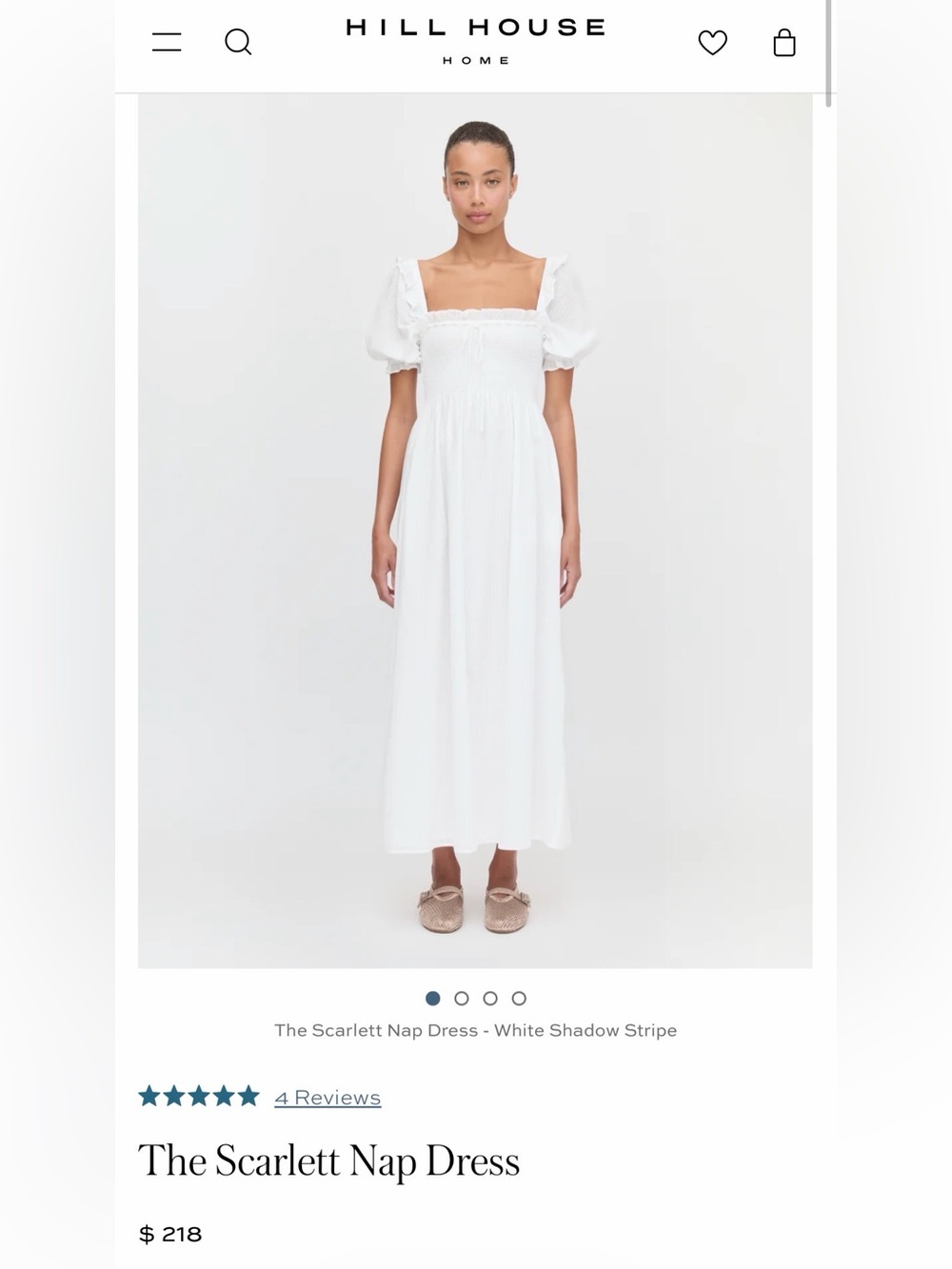 Hill House White Puff-Sleeve Maxi Dress